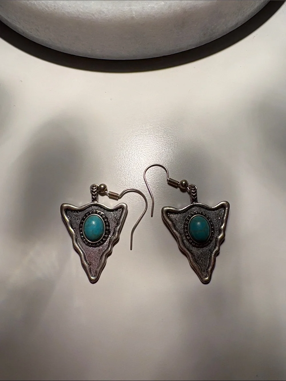Turquoise Stone Triangle Drop Earrings - Women Jewelry